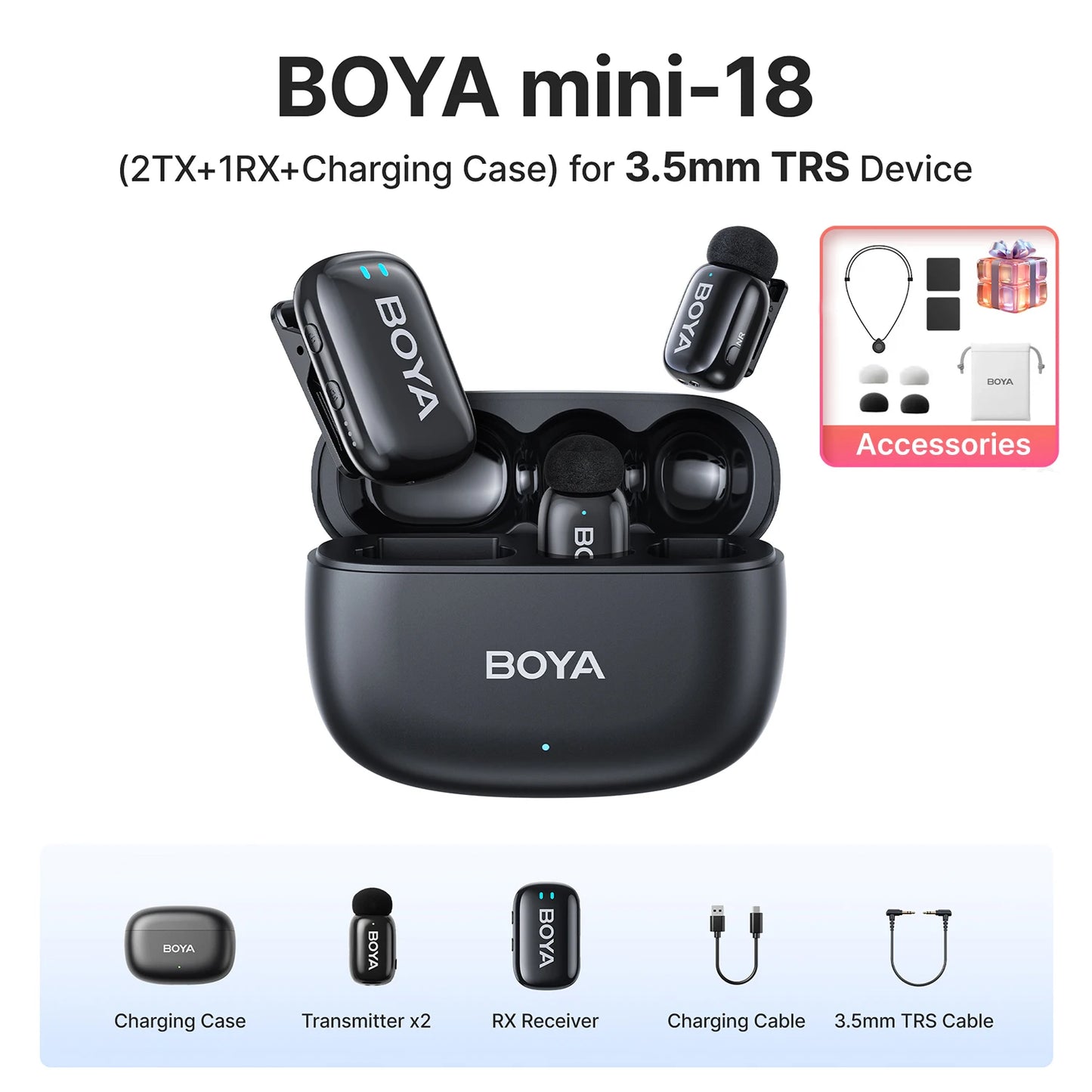 BOYA Mini Wireless Lavalier Microphone for iOS & Android