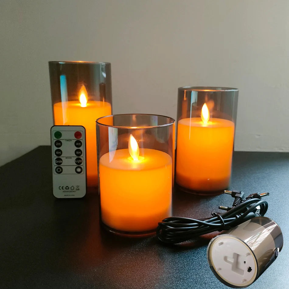 Velas LED recargables por USB (juego de 3) con control remoto