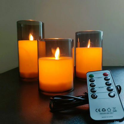 Velas LED recargables por USB (juego de 3) con control remoto